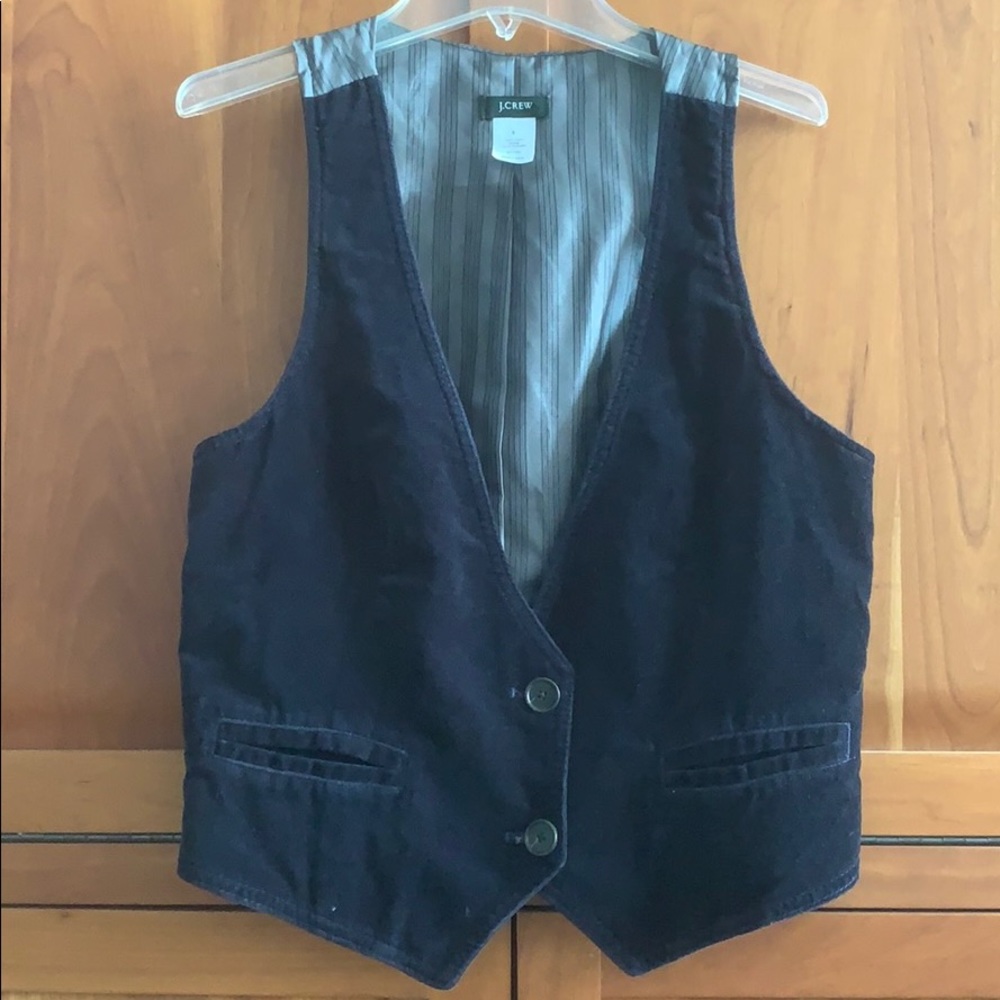 JCREW | Velvet Blue & Gray Pinstripe Vest. Size 8